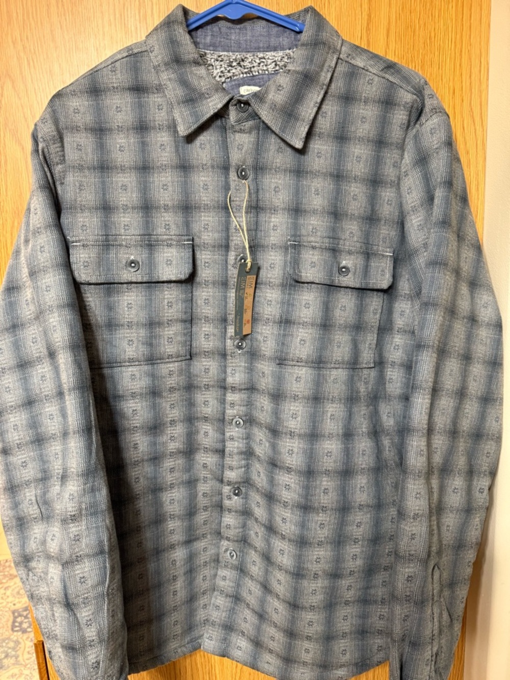 Carbon 2 Cobalt Blue Gray Fleece-Lined Jac-Shirt NWT